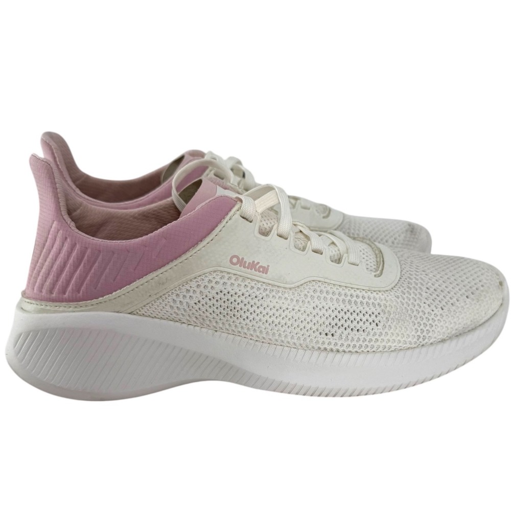 OluKai Women's Island Hopper Lace Up Sneakers White Pink Mesh 20526-WBCQ Size 9
